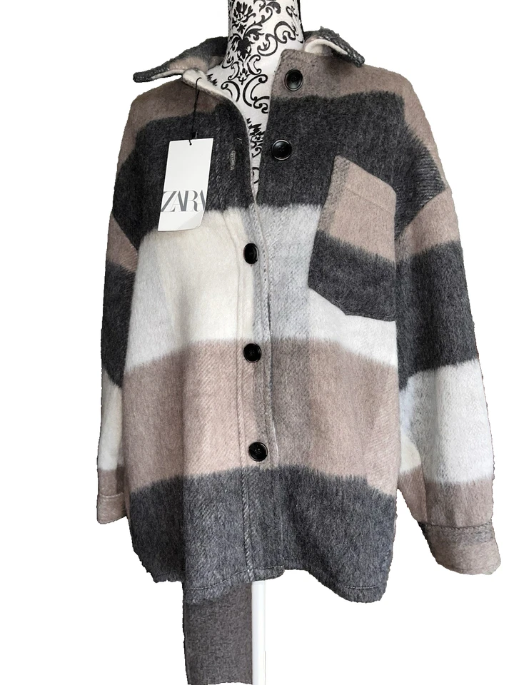 Chaqueta Zara con flecos a cuadros talla L mezcla de lana flecos occidentales Yellowstone Foto 1 de 4