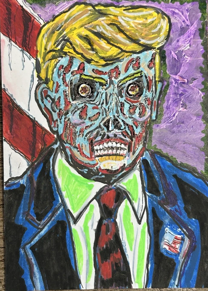 ACEO Sketch Trading Card 1/1 - 47 Donald J. Trump ZOMBIE Original Art Portrait - Image 1 of 1