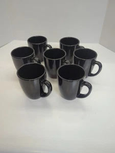7 Corelle Coordinates 4" Durable Stoneware Mugs 12-Oz Solid Black Shiny - Picture 1 of 6