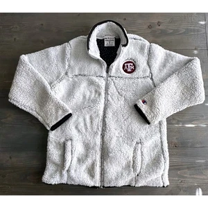 Champion Texas A&M Sherpa Fleece White Full Zip Jacket Logo Womens Size M - Picture 1 of 10