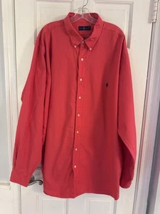 Ralph Lauren Shirt Mens Sz 3XLT Tall Red Salmon Logo Pony 100% Cotton Career - Picture 1 of 11