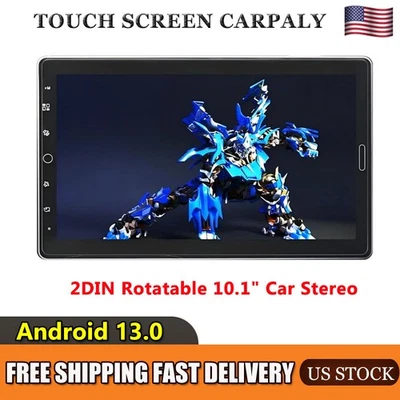 Electric Rotatable 10.1" Android 13 2DIN Touch Screen Car Stereo Radio GPS WIFI - Image 1 of 4