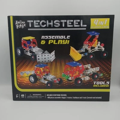 Tractor, Bull Dozer, Cargador, Camión, Tech Steel 4 en 1 Equipo de cantera 408 piezas Nuevo Foto 1 de 4