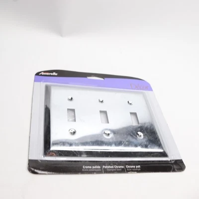 Amerelle Century 3 Gang Stamped Steel Toggle Wall Plate Polished Chrome 161TTT  - Изображение 1 из 4