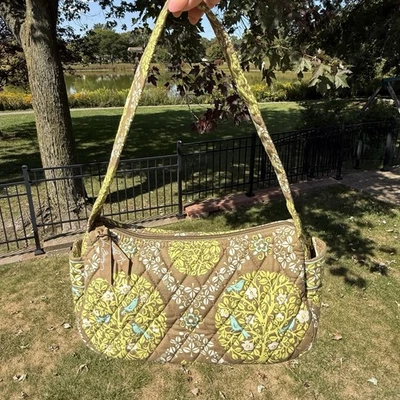 VERA BRADLEY Maggie Cartera Sentada en un Árbol Bolso de Hombro AZUL PÁJAROS Floral Usado en Excelente Condición Foto 1 de 4