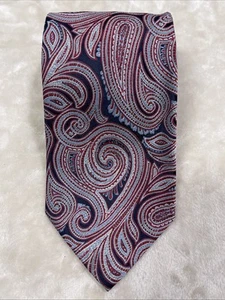 Nautica Silk Men's Necktie China Navy with Red, White, Sky Blue, Large Paisley - Picture 1 of 6
