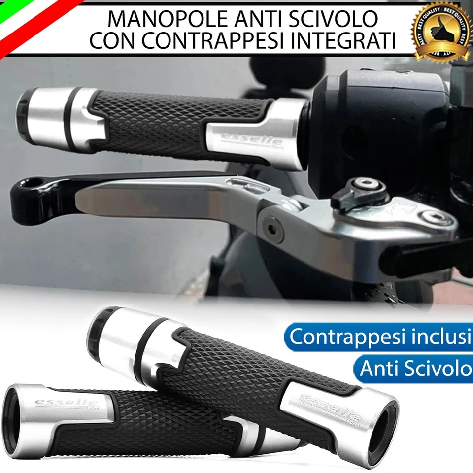 MANOPOLE MANUBRIO ANTISCIVOLO PER APRILIA SPORTCITY 200 ARGENTO CON CONTRAPPESI - Immagine 1 di 4