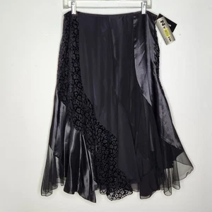 Nygard NWT Petite 12P Skirt Asymmetrical Fairy Whimsigoth Boho Animal Print Blk - Picture 1 of 12