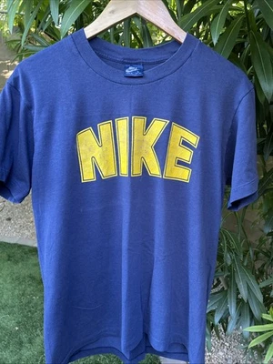 VTG 80s Nike Dome Logo T-shirt Michigan Made USA Large Rare OG Dunk Blue Tag - Image 1 of 4