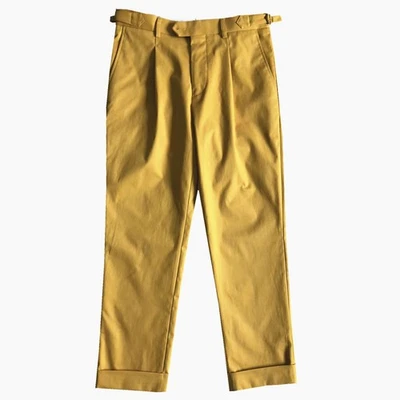 Men's Gurkha Pants Adjustable Waist Trousers Straight Suit Pants Ginger 25-07173 - Image 1 of 4