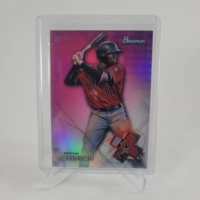 2021 Bowman Sterling- Kristian Robinson- Diamondbacks Pink Speckle BSP-1 /75 - Image 1 of 4