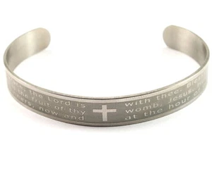 NEW HAIL MARY PRAYER CUFF BRACELET STAINLESS STEEL - FITS ANY ADULT WRIST SIZE - Picture 1 of 1