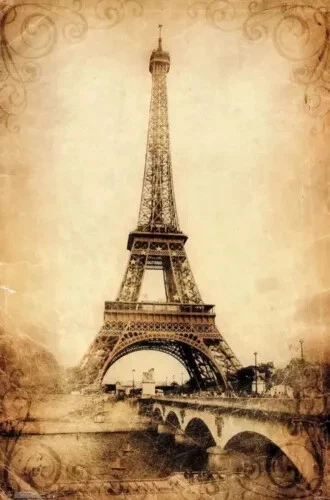 Eiffel Tower Rustic Wall  Poster 22"x34" Rolled - New, FREE Shipping - Image 1 of 1