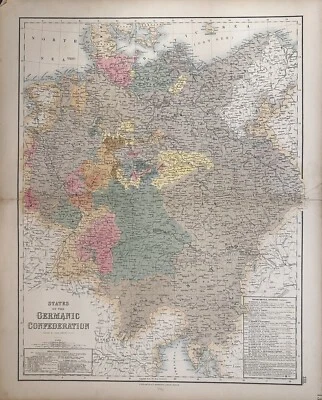 Mapa antigo original dos Estados da Confederação Germânica de 1854–1862 - Imagem 1 de 2
