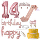 Girl's 14th Birthday Set: Cake Topper, Sash, Candle, Balloons-FJ