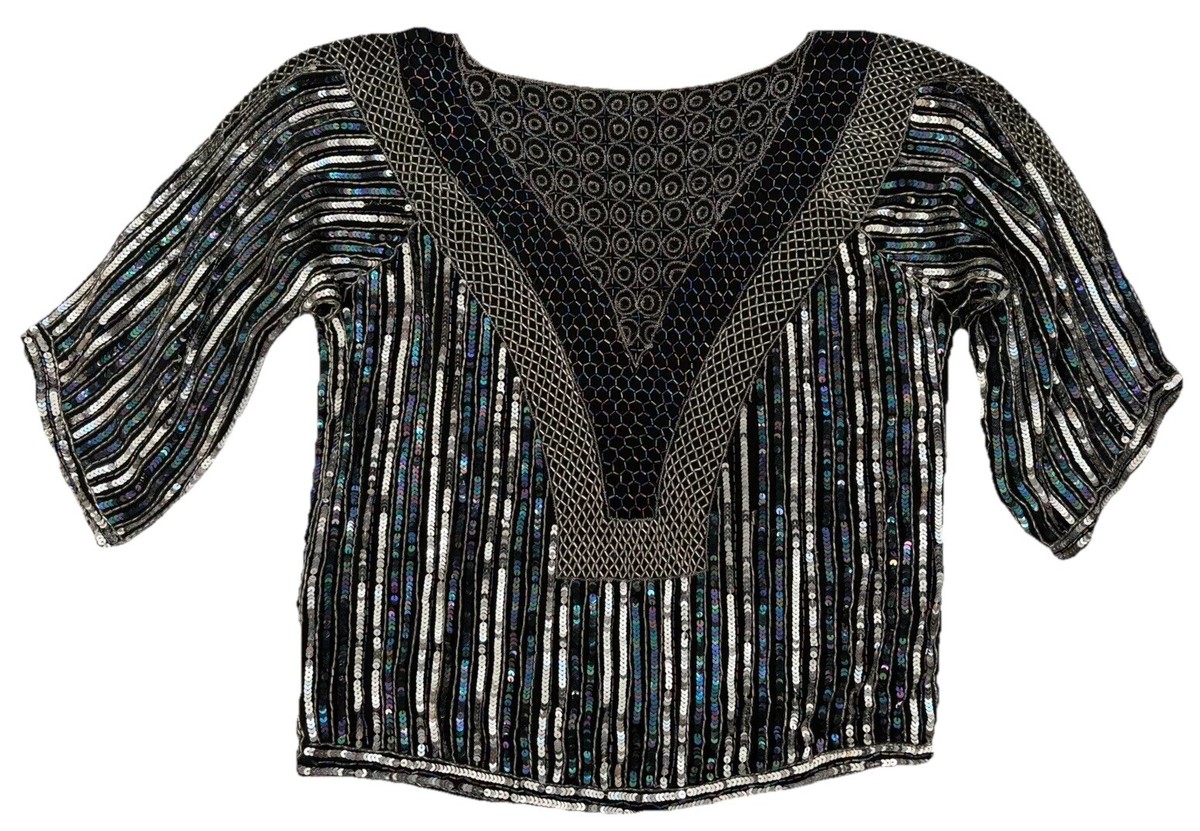 Sequin Black 1980s Vintage Tops for Women for sale | eBay Sequin Black 1980s Vintage Tops for Women for sale | eBay