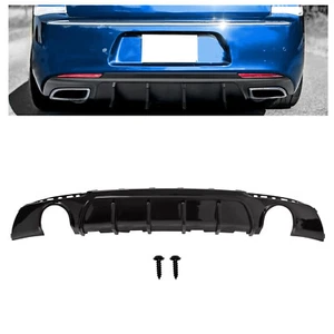 Rear Bumper Diffuser Valance Shark Fins Gloss Black Fits CHRYSLER 300 2015-2023 - Picture 1 of 19
