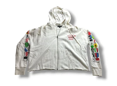 Толстовка с капюшоном женская LA Hearts небольшая укороченные флаги руки Dab необработанный подол толстовка - Изображение 1 из 4