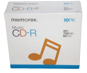 Memorex Music CD-R Recordable 10 Pack Blank CDs 40X 700 MB 80 min New Sealed #9 - Picture 1 of 6