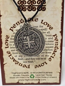 PENTACLE LOVE Talisman Charm Pendant Necklace - 2 sided  SPIRIT Amulet - Picture 1 of 5