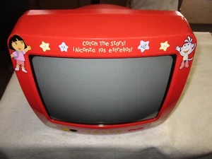DORA THE EXPLORER 13" COLOR TELEVISION 2005 RED RETRO GAMING TV WORKS GREAT CRT - Picture 1 of 5