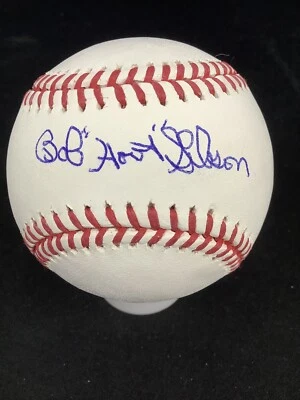 Bob Gibson Signed Baseball OMLB Hoot Inscrip Cardinals Autograph PSA/DNA - Image 1 of 4