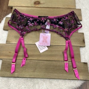Savage X Fenty NWT Embroidered Floral Garter Belt Rose Violet and Black Size 1X - Picture 1 of 5