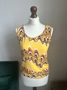 Missoni Sport Yellow Sleeveless Striped Top Size 46/ S - Picture 1 of 9