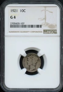 NGC - Mercury Dime - 10c - 1921 - G - 4 - Picture 1 of 2