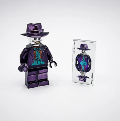 Lego Chrome Purple Plated Joker Minifigure DC Superhero + Tile Joker Card New!! - Image 1 of 4
