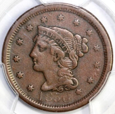 1850 1c N-24 Braided Hair Large Cent PCGS VF 30 - Image 1 of 4