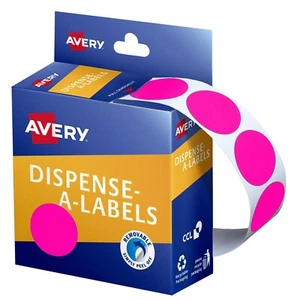 Etiquetas dispensadoras Avery círculo 24 mm rosa fluorescente 350 etiquetas - Imagen 1 de 1