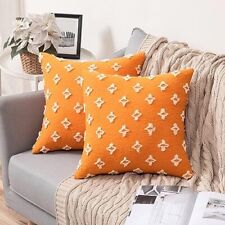 MIULEE Set of 2 Fall Decorative Throw Pillow Covers Rhombic Jacquard Pillowca...