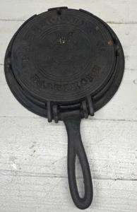 Antique Cast Iron Waffle Maker & Base Stamped I A Sheppard Baltimore #7 Art Deco - Picture 1 of 6