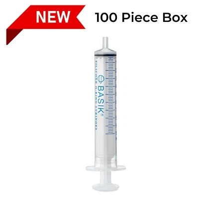 10cc BASIK Feeding Reusable Syringe Silicone O-ring Slip Tip 100/BOX  Hand Feed - Image 1 of 4