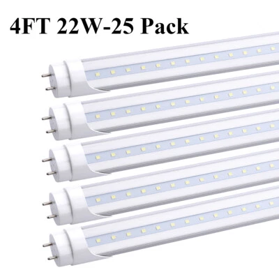 UNBRAND 25 Pack T8 4FT G13 Bi Pin Led Tube Light Bulbs 22W 4 Foot Led Shop Light 5000K