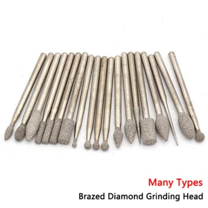 Many Types Brazed Diamond Grinding Head Drill Bits 3mm Shank For Dremel Tools - Picture 1 of 27