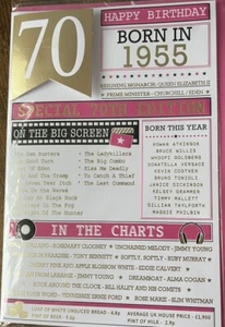 70th Female Birthday Card - Born In 1955 - Birthday Day Card by Tiger Feet - Picture 1 of 4
