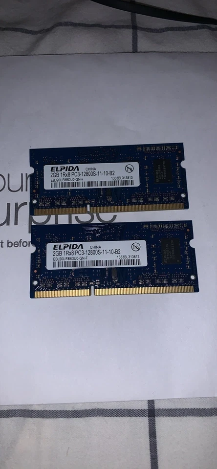 Elpida 4GB Kit, 2 x 2GB Memory Ram 2RX8 PC3 10600S-9-10-F1 (EBJ21UE8BFU0-DJ-F) - Image 1 of 1
