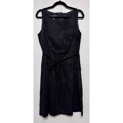 Vestido Negro Floral Bordado Talla 14 Oscuro Academia Gótico Elegante Atemporal LBD Foto 1 de 4