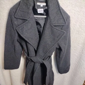 Jason Kole Coat Woman Medium 100% Outer Shell Wool Dark Gray Black Winter Coat - Picture 1 of 7