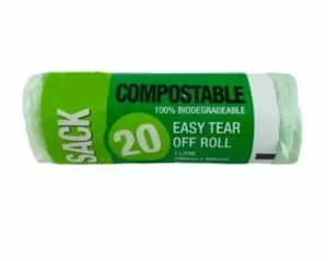 20 Biodegradable Bin Bag Compostable Caddy Sack Food Waste Refuse Kitchen 7L - Picture 1 of 1