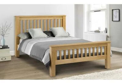 Julian Bowen Amsterdam Oak High Foot End Wooden Bed 4FT6 Double 5FT King 6FT - Image 1 of 3