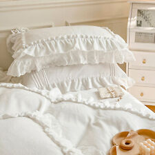 2X Lace Ruffle Fleece Pillow Cases Bedroom Warm Comfort Pillowcases Bedding Home