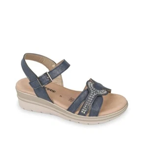 VALLEVERDE 55561 sandali zeppa blu scarpe donna pelle memory