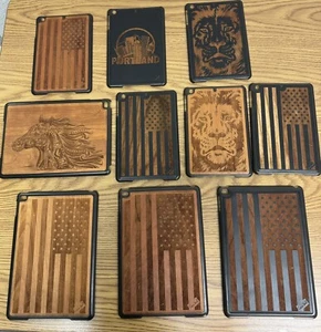 Bulk Protective Case Natural Wood Engraved IPad Air Fitted Cover For Apple - Picture 1 of 11