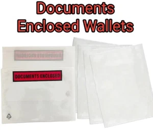 Enclosed Packing Slip Pouch Clear Self-Adhesive Shipping Label Plain + Printed - Picture 1 of 5