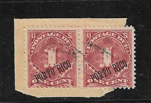 Puerto Rico, 1c postage dues, pair, same 25° angle circle cancels #J1a - Picture 1 of 1