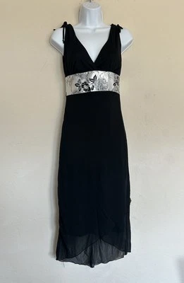Vintage Y2K 90s Babydoll Midi Dress Ruby Rox S Fairy Grunge Black Hoco Party - Image 1 of 4