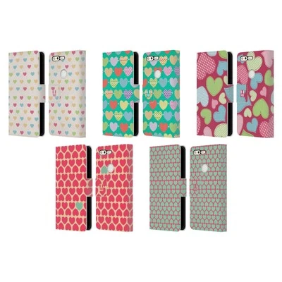 HEAD CASE DESIGNS HEART PATTERN LEATHER BOOK CASE & WALLPAPER FOR GOOGLE PHONES - image 1 of 4